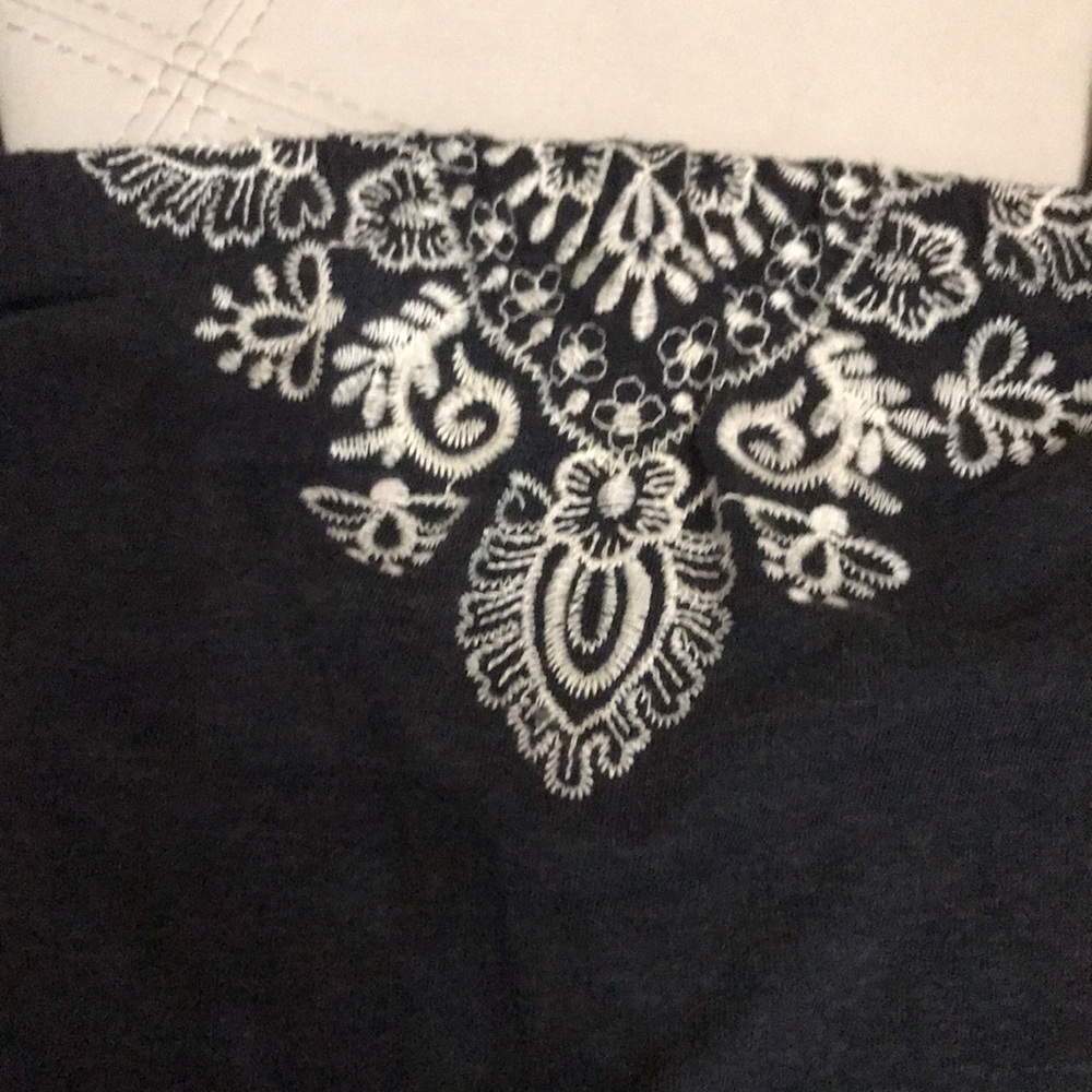 Strapless BoHo LUCKY BRAND jumpsuit faded look black with white design